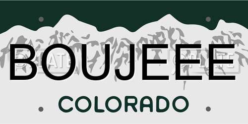 BOUJEEE Colorado License Plate