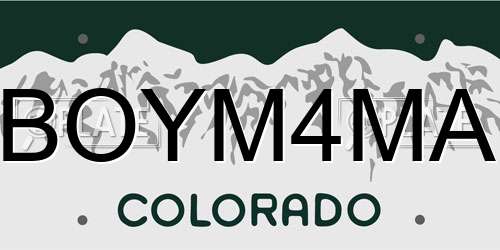 BOYM4MA Colorado License Plate