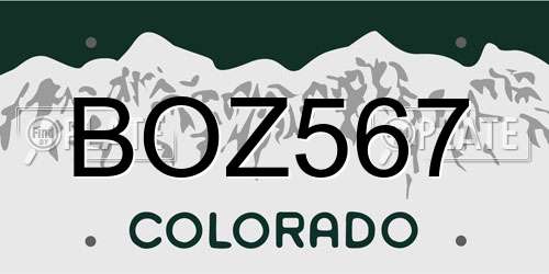 BOZ567 Colorado License Plate