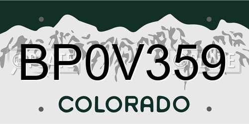 BP0V359 Colorado License Plate
