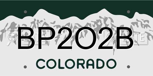 BP2O2B Colorado License Plate