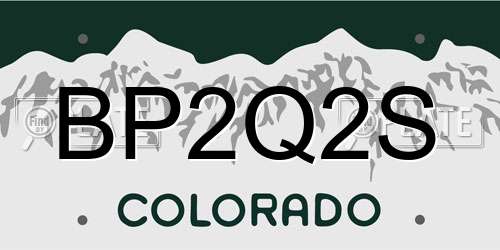 BP2Q2S Colorado License Plate
