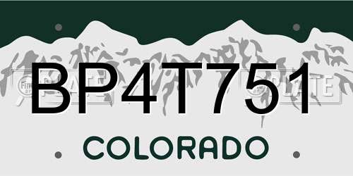 BP4T751 Colorado License Plate