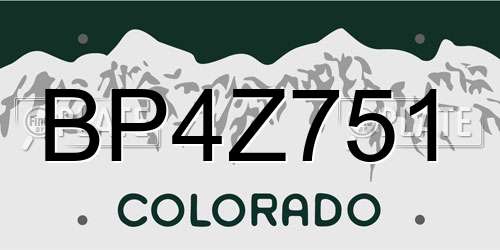 BP4Z751 Colorado License Plate