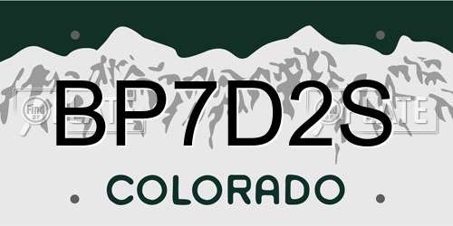 BP7D2S Colorado License Plate