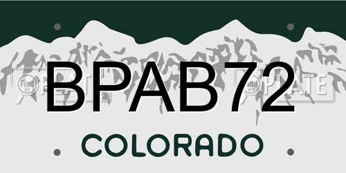 BPAB72 Colorado License Plate