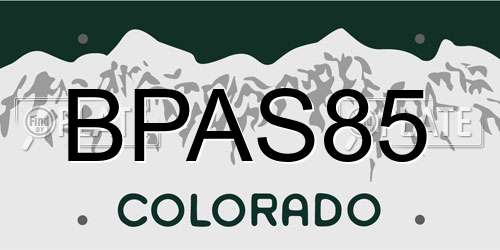 BPAS85 Colorado License Plate