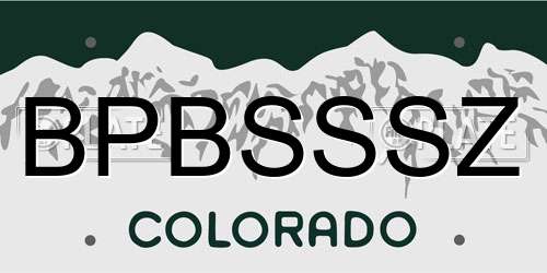 BPBSSSZ Colorado License Plate