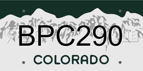 BPC290 Colorado License Plate