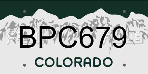 BPC679 Colorado License Plate