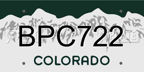 BPC722 Colorado License Plate