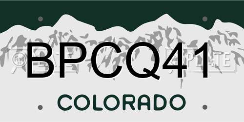 BPCQ41 Colorado License Plate