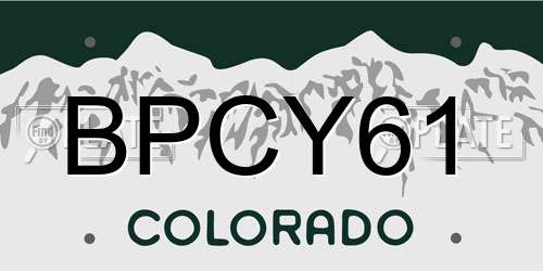 BPCY61 Colorado License Plate
