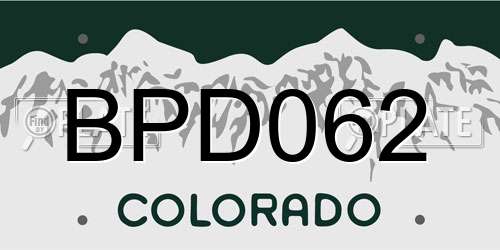 BPD062 Colorado License Plate