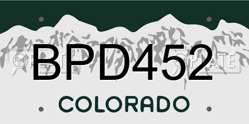 BPD452 Colorado License Plate