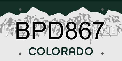 BPD867 Colorado License Plate