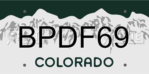 BPDF69 Colorado License Plate