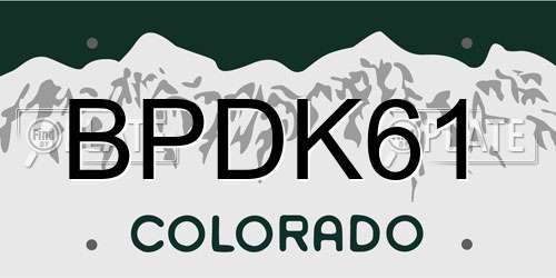 BPDK61 Colorado License Plate