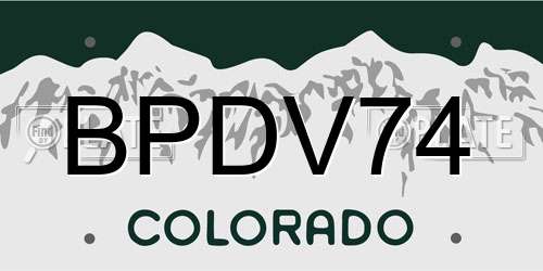 BPDV74 Colorado License Plate