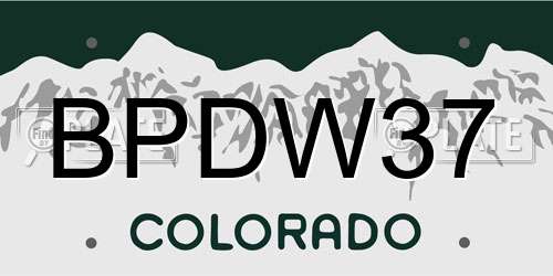 BPDW37 Colorado License Plate