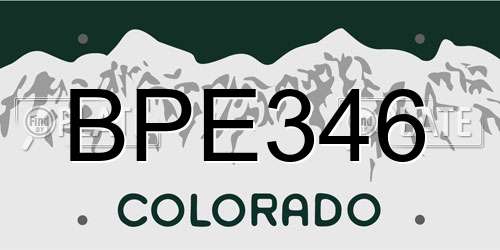 BPE346 Colorado License Plate