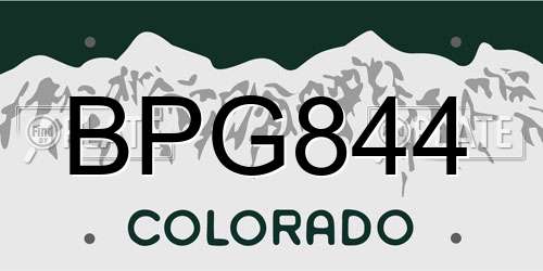 BPG844 Colorado License Plate