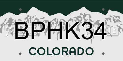 BPHK34 Colorado License Plate