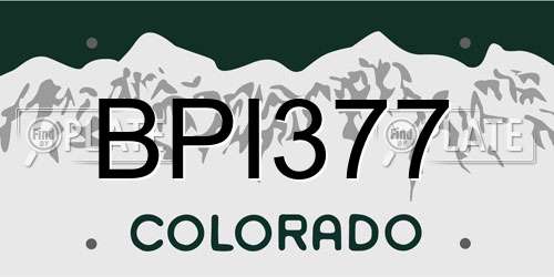 BPI377 Colorado License Plate