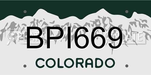 BPI669 Colorado License Plate