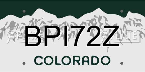 BPI72Z Colorado License Plate