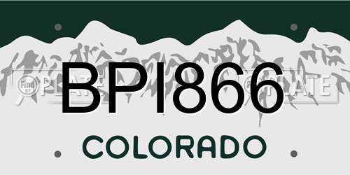 BPI866 Colorado License Plate