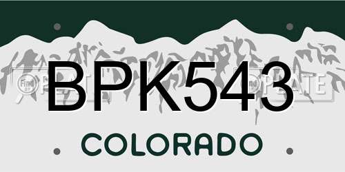 BPK543 Colorado License Plate