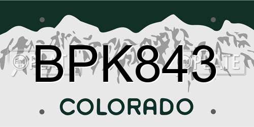BPK843 Colorado License Plate