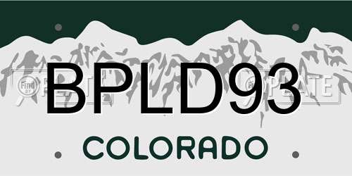 BPLD93 Colorado License Plate