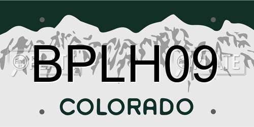 BPLH09 Colorado License Plate