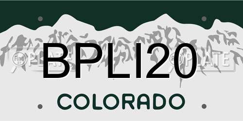BPLI20 Colorado License Plate