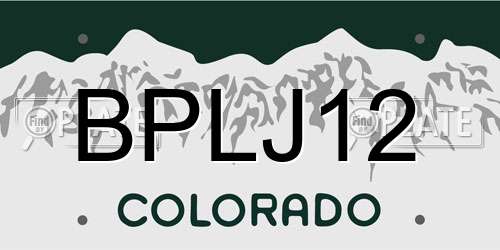 BPLJ12 Colorado License Plate