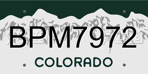 BPM7972 Colorado License Plate