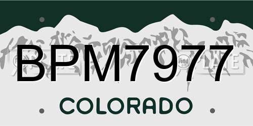 BPM7977 Colorado License Plate