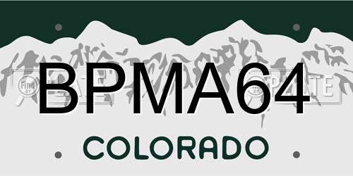 BPMA64 Colorado License Plate