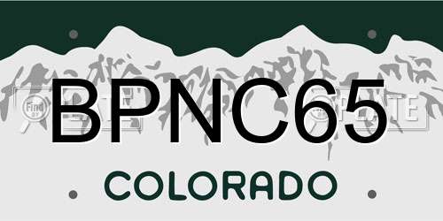 BPNC65 Colorado License Plate