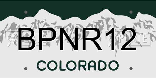 BPNR12 Colorado License Plate