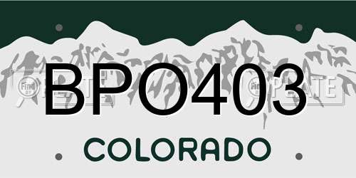 BPO403 Colorado License Plate