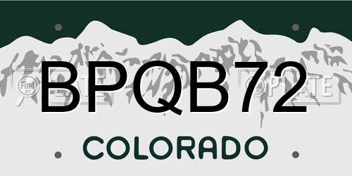 BPQB72 Colorado License Plate