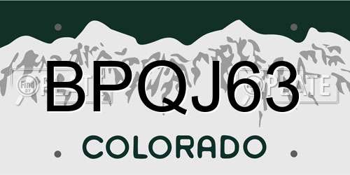 BPQJ63 Colorado License Plate