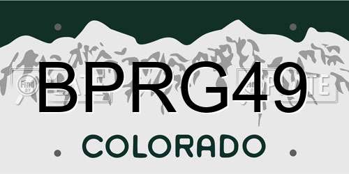 BPRG49 Colorado License Plate