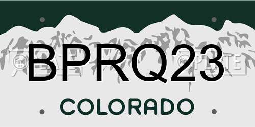 BPRQ23 Colorado License Plate
