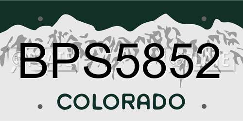 BPS5852 Colorado License Plate