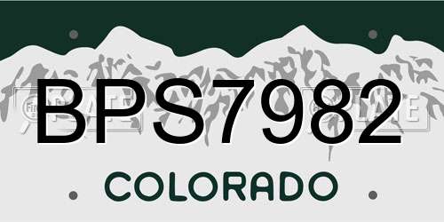 BPS7982 Colorado License Plate