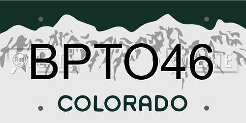 BPTO46 Colorado License Plate